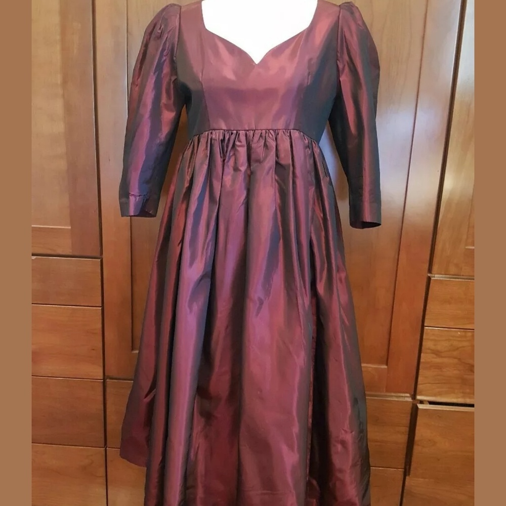 Maternity gown maxi dress taffeta burgundy  full
